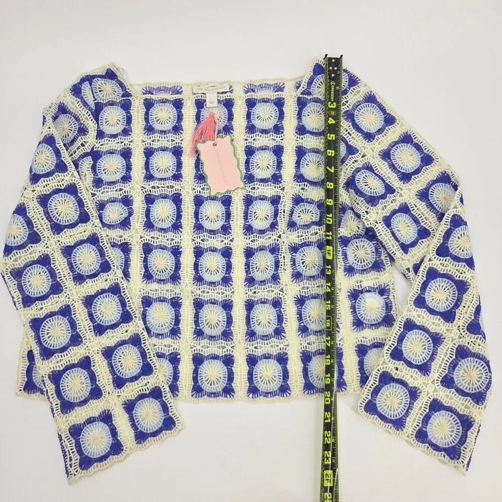 Chelsea & Violet Bonnie Crochet Blouse Top Womens Large Granola Boho 70s Retro